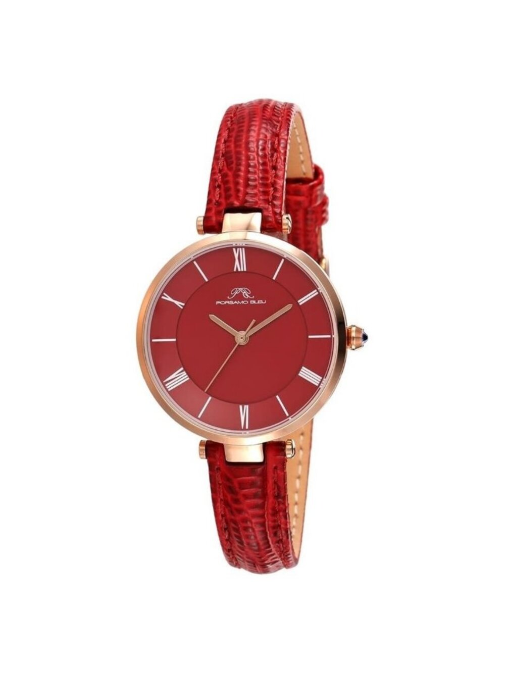 NWT Porsamo Bleu Bellevue Quartz Red Dial Ladies Watch